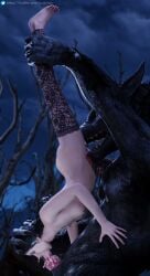 3d black_hair blowjob breasts cum cum_in_mouth cunnilingus eating_pussy fellatio female light-skinned_female mascara mascara_tears monster nipples nude penis purple_eyes running_makeup stockings sucking sucking_penis the_witcher_(series) the_witcher_3:_wild_hunt werewolf yennefer zugronc