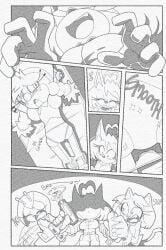 anthro arthropod beetle belle_the_tinkerer blush clothed clothing dialogue domestic_cat drill euf-dreamer fan_character featureless_crotch felid feline felis female greyscale hi_res idw_publishing insects jewel_the_beetle mammal monochrome panties panties_down partially_clothed puppet sega sonic_(series) sonic_the_hedgehog_(comics) sonic_the_hedgehog_(idw) sonic_the_hedgehog_(series) underwear underwear_down