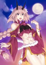 1boy abs astolfo_(fate) fate_(series) femboy male male_only male_with_painted_nails mizuumi_(bb) muscular_femboy muscular_male solo trap twink