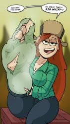 cleavage denim dialogue disney encouragement eyelashes feet female foot_fetish foot_focus gravity_falls grin grinning hair_over_one_eye half-closed_eyes holes_in_clothes jeans long_hair lumberjack lumberjack_hat lumberjack_shirt nasiri_(artist) one_leg_raised one_leg_up plaid_shirt red_hair short_sleeves sitting smell smelly smelly_feet smelly_socks sock socks sole steam sweat sweaty sweaty_feet sweaty_socks tomboy wendy_corduroy white_undershirt