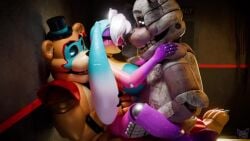 2boys1girl animated animatronic anthro female five_nights_at_freddy's freddy_(fnaf) furry glamrock_freddy_(fnaf) male male/female nebula_(spicyspacebunny) rabbit sex sound spicyspacebunny tagme threesome vaginal_penetration video