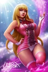 1girls big_breasts blonde_hair breasts curvy emilie_de_rochefort female fingerless_gloves gloves hand_on_own_hip heroharborx long_hair looking_at_viewer plump purple_eyes short_sleeves solo standing tekken tekken_8 thick_thighs thighs very_long_hair wide_hips