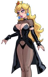 alternate_costume blonde_hair breasts female female_only gingrjoke mario_(series) nintendo princess_peach solo white_background