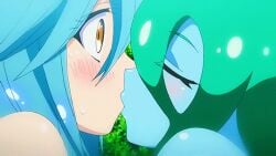 2d 2girls animated blue_hair kissing loop monster_musume_no_iru_nichijou multiple_girls yuri