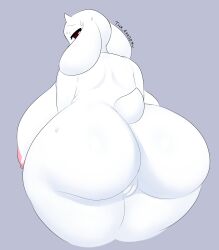 anthro areola ass big_breasts big_butt boss_monster_(undertale) bovid breasts caprine female floppy_ears genitals goat half-closed_eyes hi_res horn huge_breasts huge_butt mammal narrowed_eyes nipples nude pink_areola pink_nipples pussy solo tha_randomu thick_thighs toriel undertale_(series) white_body wide_hips