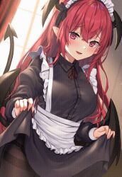 alternate_costume animated animated_gif koakuma maid maid_outfit maid_uniform red_hair succubus tagme tagme_(artist) touhou