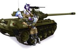 absurd_res anala anthro barrett_.50cal breasts clothing duo felid fellatio genitals herm hi_res intersex intersex/intersex jojo218 lagomorph leporid long_tongue m18_hellcat mammal military military_uniform military_vehicle oral penile penis purple_penis rabbit rena_dyne saber-toothed_tiger sex tank tongue uniform vehicle