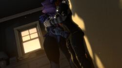 3d_(artwork) anthro bear big_breasts breast_grab breasts cakeworkssfm calico_cat digital_media_(artwork) domestic_cat dresser duo epic_games felid feline felis female female/female finger_fuck fingering fortnite fur furniture genitals hand_on_breast hi_res kissing lamp light light_beam mammal meow_skulls purple_body purple_fur raven_team_leader source_filmmaker_(artwork) sunbeam sunlight thick_thighs vaginal_penetration vulva wall_press window