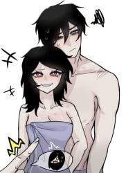 1boy 2d 2girls after_sex andrew_graves anex_(artist) ashley_graves black_hair breasts brother_and_sister cheating_boyfriend cuckquean female green_eyes happy hickey hickey_marks incest julia_(the_coffin_of_andy_and_leyley) male one_eye_closed pink_eyes scratch_marks scratches siblings smile smug straight the_coffin_of_andy_and_leyley towel towel_only