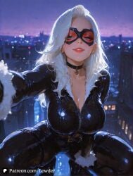 1girls ai_generated big_breasts black_cat_(marvel) blue_eyes breasts bursting_breasts closed_mouth felicia_hardy female female_on_cloth high_resolution highres hips huge_breasts large_breasts lewder light-skinned_female light_skin looking_at_viewer marvel marvel_comics massive_breasts ponytail red_lipstick riding seductive seductive_look shiny shiny_breasts shiny_skin sitting skin_tight spider-man_(series) superheroine thick thick_breasts thick_hips thick_lips thick_thighs voluptuous voluptuous_female white_fur white_hair wide_hips