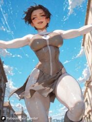 1girls ai_generated anissa anissa_(invincible) big_ass big_breasts blue_eyes breasts brown_hair clothing female female_on_cloth hi_res invincible_(tv_series) large_ass large_breasts larger_female lewder light-skinned_female light_skin looking_at_viewer open_mouth outdoors short_hair standing tagme