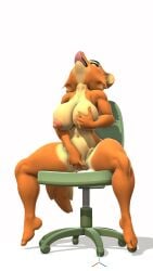 3d_(artwork) absurd_res ahe_gao anthro canid canine chair diane_foxington digital_media_(artwork) djfnansl dreamworks ejaculation female female/female fox furniture genitals hi_res looking_pleasured mammal masturbation nude office_chair prisma3d simple_background solo the_bad_guys touching_chest vulva