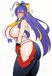 !? ai_generated antenna_hair antennae antennae_(anatomy) arc_system_works ass big_ass big_breasts bimbo blazblue blue_hair breasts breasts_bigger_than_head bubble_butt child_bearing_hips embarrassed embarrassed_female gloves hair hairbow huge_breasts large_breasts long_hair mai_natsume mayuai nipple_bulge nipples pink_eyes ponytail red_gloves revealing_clothes side_view sideboob skimpy skimpy_clothes skin_tight smile tagme very_long_hair white_background wide_hips