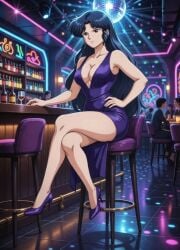 ai ai_art ai_generated b-ko_daitokuji bar barstool club clubbing nightclub project_a-ko sexy_dress sitting_down tight_dress