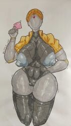 1girls atomic_heart big_breasts breasts breasts_out condom enormous_breasts female female_only gigantic_breasts huge_breasts large_breasts left_(atomic_heart) little_cat massive_breasts robot robot_girl stockings thick_thighs thighs thunder_thighs