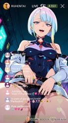 ai_generated cheating cheating_female cheating_girlfriend cheating_wife covered_nipples cyberpunk cyberpunk:_edgerunners cyberpunk_2077 cyberpunk_clothes cyberpunk_girl dirty_talk female from_below lingerie looking_at_another looking_at_partner looking_at_viewer lucyna_kushinada medium_breasts mommy naughty naughty_face naughty_girl naughty_smile neon netorare nsfw ntr outfit pose seductive seductive_body seductive_expression seductive_eyes seductive_female seductive_look seductive_mouth seductive_pose seductive_smile sexy sexy_armpits sexy_body sexy_clothing sexy_dress sexy_female sexy_pose short_hair skirt skirt_lift skirt_up stream streamer streaming sweat sweaty sweaty_body tagme thick_thighs thighs video voice voice_acted