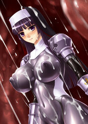 armor big_breasts blush bodysuit breasts bukkake busty cleavage covered_breasts covered_nipples cum cum_on_body cum_on_breasts cum_on_face cum_on_upper_body cumdrip cumshot erect_nipples erect_nipples_under_bodysuit erect_nipples_under_clothes facial female habit kamori_sayaka large_breasts latex latex_bodysuit latex_breasts latex_clothing latex_elbow_gloves latex_gloves latex_nipples latex_skin latex_skinsuit latex_stockings latex_suit latex_thighhighs long_hair male_focus nipples nipples_visible_through_clothing nun nun's_habit purple_eyes purple_hair rindou_(radical_dream) rindou_aya skin_tight tentacle voluptuous