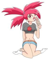 00s 1girls artist_request breasts cum disembodied_penis facial fellatio female flannery_(pokemon) flannery_(pokemon_rse) gym_leader human human_only light-skinned_female light_skin long_hair male nintendo oral pantyshot pokemon pokemon_rse ponytail red_eyes red_hair skirt straight straight_hair tied_hair uncensored white_background