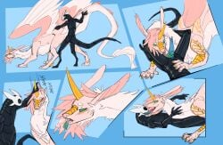 1_eye 4_fingers absurd_res ambiguous_gender ambiguous_penetration arthropod black_body blue_eyes blue_penis blush breath digitigrade dominant dominant_female dragon duo exoskeleton extreme_french_kiss feathered_wings feathers female feral feral_penetrated figment_creature fingers french_kissing fur furred_dragon furred_scalie genitals green_eyes green_tongue hair hi_res horn horn_fetish horn_play horn_sex hornjob humanoid humanoid_on_feral humanoid_penetrating humanoid_penetrating_feral kissing long_tail lumen_(lumen_fox) lumen_fox mythological_creature mythological_scalie mythology panting paws penetration penis pink_body pink_fur pink_hair pink_lemonade_(strawberryoverlord) scalie segmented_body sex tail tongue wings zoophilia