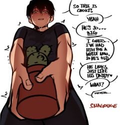 bitch_boy black black_hair blue_lock blush blushing english_text isagi_yoichi lust male_only plant sukebe sweat sweating