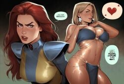 2girls ai_generated ass big_ass big_breasts big_thighs blonde_female blonde_hair breasts curvaceous curvy curvy_figure digital_media_(artwork) emma_frost female hellfire_club hips homo_superior huge_ass huge_breasts huge_thighs jean_grey large_ass large_breasts large_thighs legs marvel marvel_comics marvel_girl mature mature_female mutant mutant_(marvel) phoenix_(x-men) phophopho red_hair slim_waist thick thick_hips thick_legs thick_thighs thighs voluptuous waist white_queen wide_hips wide_thighs x-men