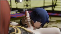 balls_sucking futanari naoto_shirogane persona persona_4 rise_kujikawa