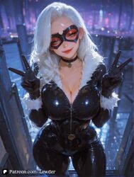 1girls ai_generated big_breasts black_cat_(marvel) blue_eyes breasts bursting_breasts closed_mouth felicia_hardy female female_on_cloth high_resolution highres hips huge_breasts large_breasts lewder light-skinned_female light_skin looking_at_viewer marvel marvel_comics massive_breasts ponytail red_lipstick riding seductive seductive_look shiny shiny_breasts shiny_skin skin_tight spider-man_(series) standing superheroine thick thick_breasts thick_hips thick_lips thick_thighs voluptuous voluptuous_female white_fur white_hair wide_hips