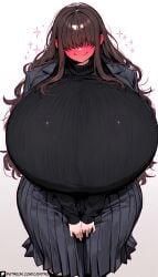 100_kanojo 1girls 3:4 ai ai-created ai_art ai_assisted ai_female ai_generated artist_logo artist_name artist_request artist_signature artist_upload artist_website black_skirt black_sweater brown_hair contrapposto digital_art digital_drawing digital_drawing_(artwork) digital_media digital_media_(artwork) digital_painting digital_painting_(artwork) ear_blush entrophex123 female_focus focus focus_on_female focus_on_human full_face_blush gigantic_breasts hair_over_eyes high_heels high_quality high_resolution highres jacket kakure_meme patreon patreon_artist patreon_link patreon_logo patreon_reward patreon_url patreon_username pleated_skirt smile solo_female solo_focus solo_in_panel v_arms very_long_hair watermark wide_hips