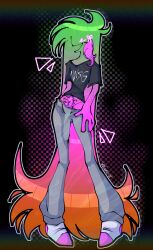 anthro anthro_only anthropomorphic anthropomorphization arm_hair big_penis body_hair bow bush checkered_background colored english_text fully_clothed genital_outline hair_extensions humanoid hung inhuman knock-kneed long_hair magearna64 male male_only no_eyes penis_outline penis_visible_through_clothing pink_pubic_hair pubic_hair raku_sarvin regretevator roblox roblox_game self_upload sfw signature simple_background skinny socks suggestive sweatpants t-shirt thin_waist unknown_species unpleasant_(regretevator) unpleasant_gradient