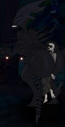 alien alien_(franchise) between_buttocks big_breasts big_butt black_body dead_by_daylight giantess humanoid nauticasunset sable_ward stuck_in_ass sweaty_ass thick_thighs xenomorph xenomorph_queen