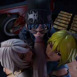 1boy 1boy3girls 3d 3girls 3girls1boy aphrodite_(fortnite) ass avxbu big_penis blue_eyes blue_hair blue_hair_female blue_nail_polish blue_nails colored_nails cum cum_in_mouth cum_leaking_out_of_mouth epic_games eyewear fellatio female female_focus fingerless_gloves fortnite fortnite:_battle_royale foursome glasses green_hair green_hair_female hana_(fortnite) hand_on_another's_ass hand_on_another's_head hand_on_ass hand_on_head hat headphones headwear hope_(fortnite) licking licking_penis long_hair long_penis looking_at_viewer looking_over_eyewear looking_over_sunglasses looking_up looking_up_at_viewer multiple_girls nail_polish on_knees open_mouth oral oral_sex painted_nails penis penis_in_mouth penis_lick short_hair sunglasses tan_skin tinted_eyewear tongue tongue_out triple_fellatio unseen_male_face white_hair white_hair_female