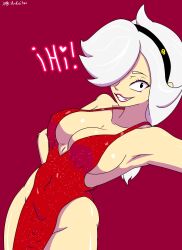 brawl_stars colette_(brawl_stars) red_dress supercell_(company) white_hair