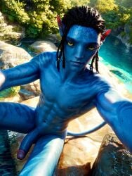 1boy ai_generated alien alien_male avatar:_fire_and_ash avatar:_the_way_of_water blue_skin james_cameron's_avatar lo'ak male na'vi navi non-human penis solo_male