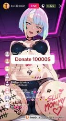 ai_generated cheating cheating_female cheating_girlfriend cheating_wife covered_nipples cyberpunk cyberpunk:_edgerunners cyberpunk_2077 cyberpunk_clothes cyberpunk_girl dirty_talk female from_below lingerie looking_at_another looking_at_partner looking_at_viewer lucyna_kushinada medium_breasts mommy naughty naughty_face naughty_girl naughty_smile neon netorare nsfw ntr outfit pose seductive seductive_body seductive_expression seductive_eyes seductive_female seductive_look seductive_mouth seductive_pose seductive_smile sexy sexy_armpits sexy_body sexy_clothing sexy_dress sexy_female sexy_pose short_hair skirt skirt_lift skirt_up stream streamer streaming sweat sweaty sweaty_body tagme thick_thighs thighs video voice voice_acted