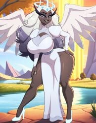 ai_generated angel big_ass big_breasts big_butt big_thighs breasts dark-skinned_female dress female hazbin_hotel high_heels patreon posing provocative randomaifun sera_(hazbin_hotel) sexy sexy_clothing thick_ass thick_legs thick_thighs vivienne_medrano vivziepop