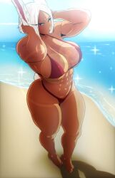 1girls beach bikini miruko my_hero_academia networdnn rumi_usagiyama solo