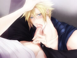 2boys blonde_hair blowjob blue_eyes censored cloud_strife fellatio final_fantasy final_fantasy_vii final_fantasy_viii gay gay_blowjob gay_domination gay_male human male male/male male_only multiple_males oral penis pov smooth_skin squall_leonhart yaoi