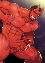 1boy abs after_orgasm afterglow balls bara beard beefy biceps big_balls big_glans big_hands big_penis blush breasts broad_shoulders brown_hair censored censored_balls censored_penis clenched_hand clenched_teeth collarbone completely_nude cum cum_drip cum_on_fingers cum_on_penis cum_splatter cum_string curved_penis daddy demon demon_horns devil devil_horns dilf dripping dripping_cum erection exhausted forked_eyebrows frenulum frown gay gradient_background grin half-closed_eyes happy_trail hi_res holding_penis huge_cock hunk jerking leaking_cum legs_apart long_horn long_penis looking_at_viewer male male_only manly masturbation mature_male mosaic_censoring muscles muscular muscular_arms muscular_legs muscular_male muscular_neck muscular_thighs musk musky_cock navel no_body_hair nude original original_character osa_(marumaru023) pecs penis penis_bigger_than_head pointy_ears quadriceps red_body red_glans red_penis retracted_foreskin semen sharp_teeth short_hair sideburns simple_background six_pack slit_pupils solo standing sticky_cum teeth_showing thick_cum thick_eyebrows thick_penis tired tough_guy triceps uncircumcised uncut v-shaped_eyebrows veiny_penis very_high_resolution wanking yaoi yellow_eyes