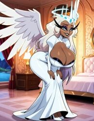 ai_generated angel big_ass big_breasts big_butt big_thighs breasts dark-skinned_female dress female hazbin_hotel high_heels patreon posing provocative randomaifun sera_(hazbin_hotel) sexy sexy_clothing thick_ass thick_legs thick_thighs vivienne_medrano vivziepop