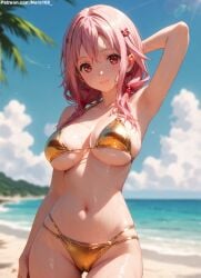 1girls 2d ai_generated areolae armpit bare_arms big_breasts bikini bikini_bottom bikini_top breasts chest curvy curvy_figure cute cute_face detailed eyelashes eyeshadow female female_only fit fit_female focus guilty_crown hair high_quality large_breasts legs light-skinned_female light_skin lips lipstick long_hair looking_at_viewer low_twintails makeup mascara nero100 outdoors outside pale-skinned_female pale_skin pink_hair posing red_eyes seductive seductive_look stable_diffusion swimsuit swimwear tagme thighs thin_waist twintails yuzuriha_inori