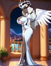 ai_generated angel big_ass big_breasts big_butt big_thighs breasts dark-skinned_female dress female hazbin_hotel high_heels patreon posing provocative randomaifun sera_(hazbin_hotel) sexy sexy_clothing thick_ass thick_legs thick_thighs vivienne_medrano vivziepop