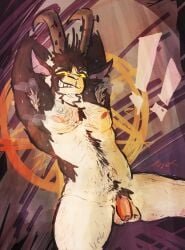 absurd_res anthro armpit_hair balls billy_(deadlock) body_hair bovid caprine deadlock flaccid foreskin gaygoat genitals goat grin hairy hands_behind_head hi_res humanoid_genitalia humanoid_penis male mammal musky_armpit nipples nude penis pink_penis smile solo tuft valve