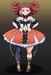 1girls alvitr_(shuumatsu_no_valkyrie) female female_focus female_only fully_clothed multicolored_eyes posing red_hair shuumatsu_no_valkyrie small_breasts tagme thick_thighs thigh_highs thighhighs thighs valkyrie