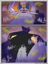 3:4 absurd_res amazon_position anthro black_body black_fur black_nose blush bodily_fluids breasts canid canine canis comic cousins_(lore) cum digital_drawing_(artwork) digital_media_(artwork) dominant dominant_female duo eeveelution english_text erection espeon estung_venizee_neon_(flamberry) female female_penetrated flamberry_(artist) forehead_gem fur gem generation_2_pokemon genital_fluids genitals hi_res ibispaint_(artwork) incest_(lore) looking_at_viewer male male/female male_penetrating male_penetrating_female mammal moan nintendo nipples nude onomatopoeia open_mouth penetration penile penile_penetration penis pink_body pink_fur pokemon pokemon_(species) red_eyes sex simple_background smile solo sound_effects text umbreon unomia_venizee_flare_(flamberry) vaginal_penetration vulva