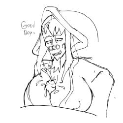 colorless cum cum_mess gay goatee long_hair male_only male_with_breasts older_male qilby titjob wakfu