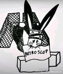 ambiguous_gender ass_up blocky_body blush bunny_ears bunnysuit fishnet_clothing fishnet_legwear fishnets joke_art low_quality paper_in_mouth retroslop roblox robloxian sexual_pose