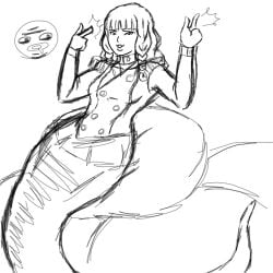 1girls breasts franktonius lamia line_art monster_girl solo wide_hips