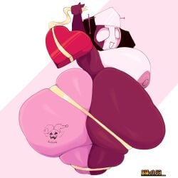 2026 artist_name big_ass big_breasts couple deltarune friday_night_funkin heart jevil_(deltarune) married_couple moth69_ nun sarvente_(dokki.doodlez) simple_background tattoo tattoo_on_butt valentine's_day wrapped