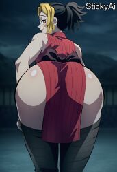 accurate_art_style ai_generated anime_coloring curvy curvy_body curvy_female curvy_figure demon_slayer female kimetsu_no_yaiba large_breasts makio_(kimetsu_no_yaiba) mature_female pinup seductive sexy solo solo_female solo_focus stickyai thick thick_hips