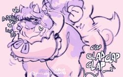 ambiguous_penetration anthro biped bottomless bovid caprine clap_(sound_effect) clothed clothing duo eyewear female fluffy fluffy_tail glasses goat heart_symbol horn male male/female mammal markings moan overweight overweight_anthro overweight_female penetration pinkshinyhorns sex signature spots spotted_markings tail topwear topwear_only